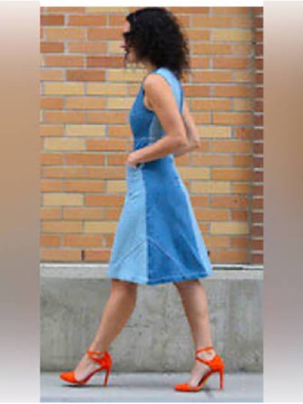 HOLDING HORSES Two-Tone Blue Denim Midi Dress - Picture 2 of 4